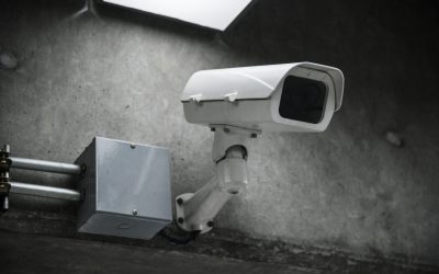 Closeup of CCTV camera on the wall