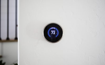 Digital modern thermostat at home